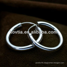 Latest design smooth jewelry 925 silver hoop earrings wholesale